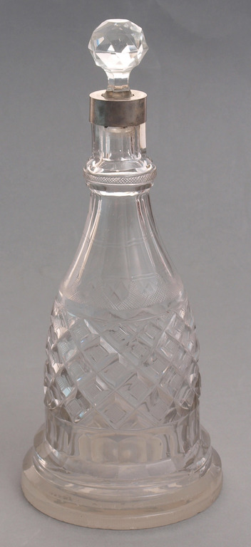 Glass carafe with silver trim
