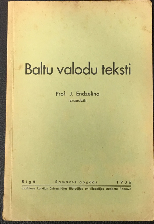 Baltic language texts, Prof. J.Endzelina