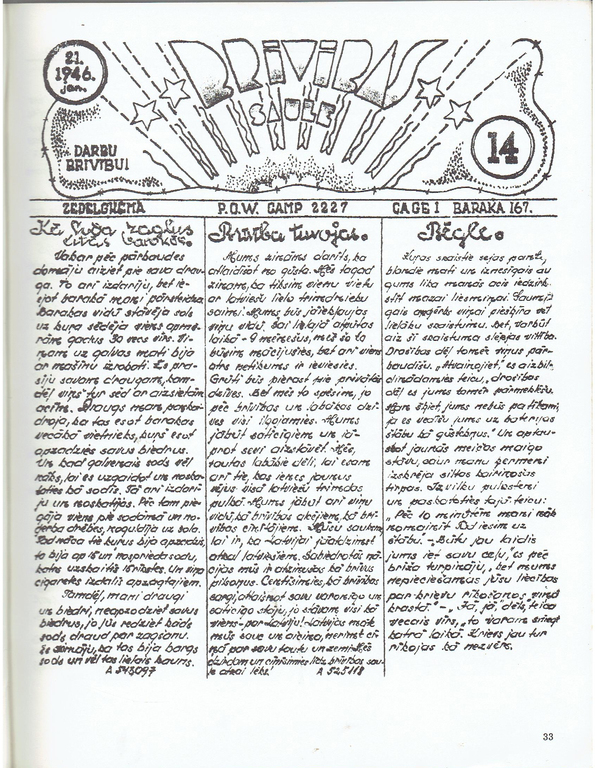 Brīvības saule - Zedekghemas kara gūstekņu Latvju jaunatnes novietnes avīze