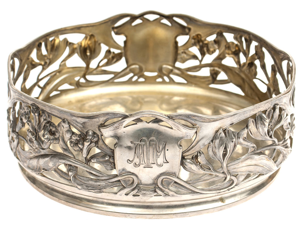 Art nouveau style silver fruit bowl