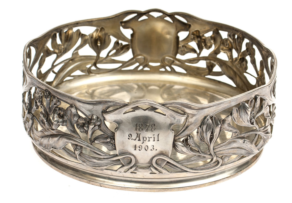Art nouveau style silver fruit bowl