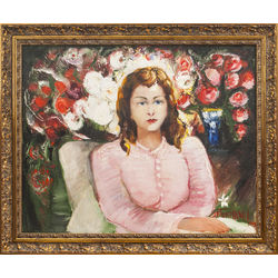 Meitene ar ziediem (Sievas portrets)