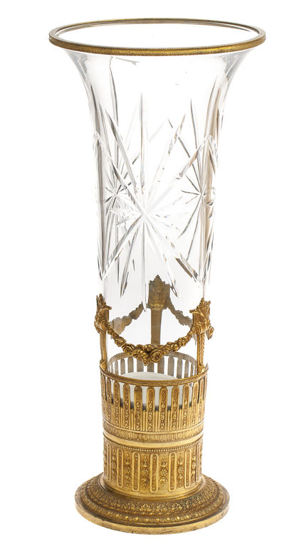 Glass vase with bronze finish