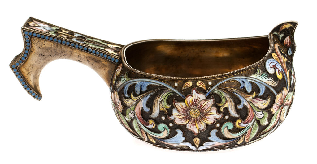 Silver bowl with enamels