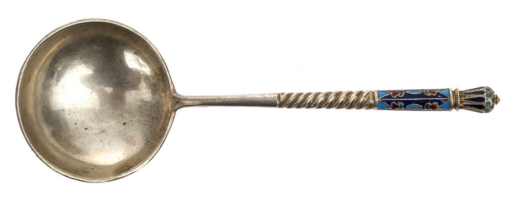 Silver spoon with enamels