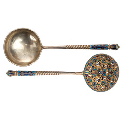 Silver spoon with enamels
