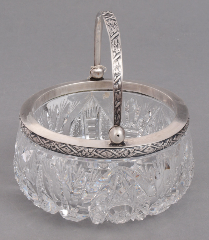 Crystal utensil with silver finish