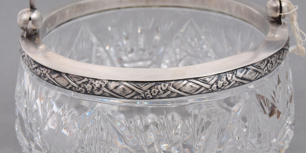Crystal utensil with silver finish