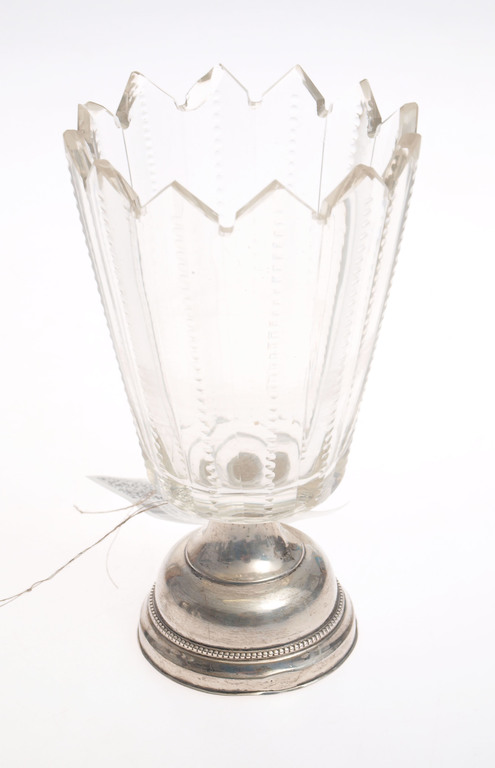 Glass  vase with silver finish
