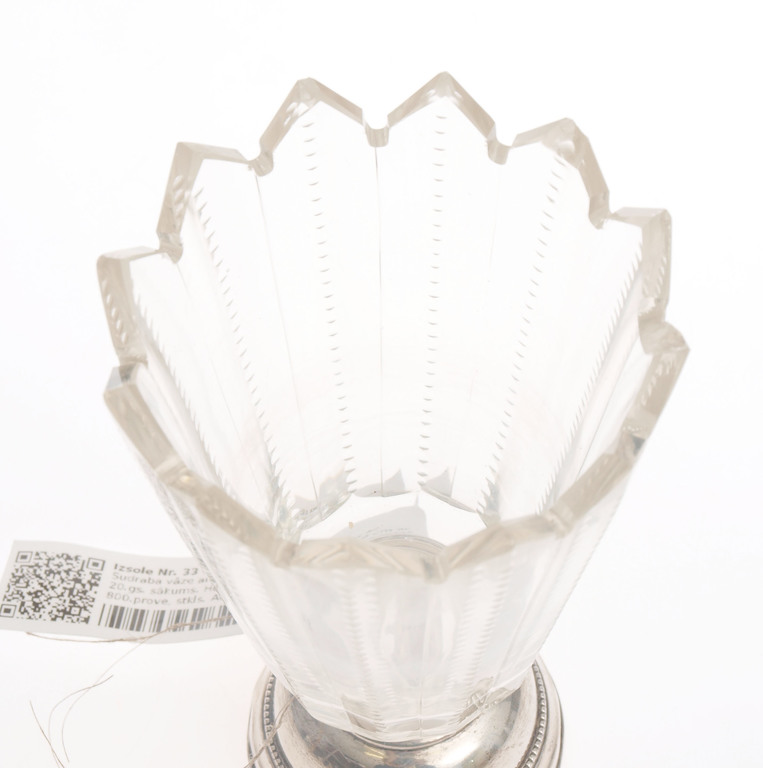 Glass  vase with silver finish