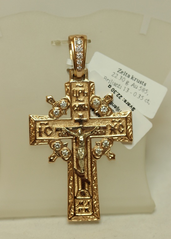 Gold pendant-cross with diamonds