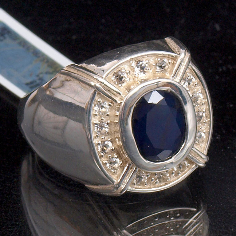 Silver ring with sapphire (diff.)