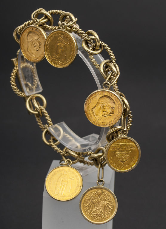 Gold bracelet with gold coins