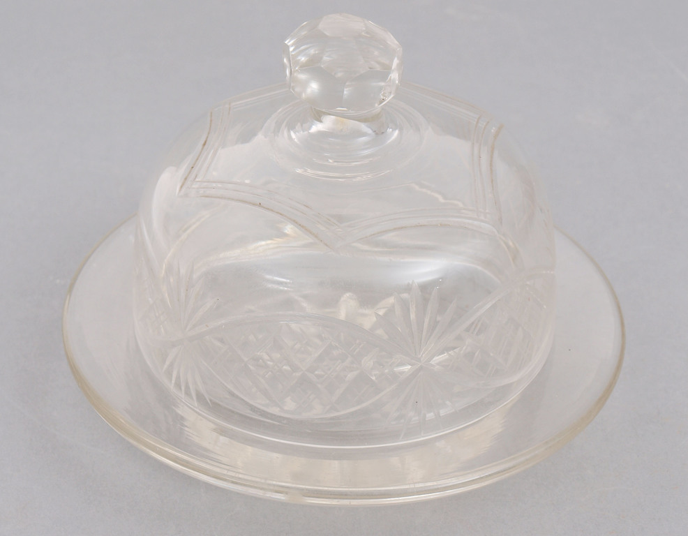 Glass butter dish with lid