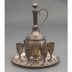 Silver set - Decanter, glasses and tray