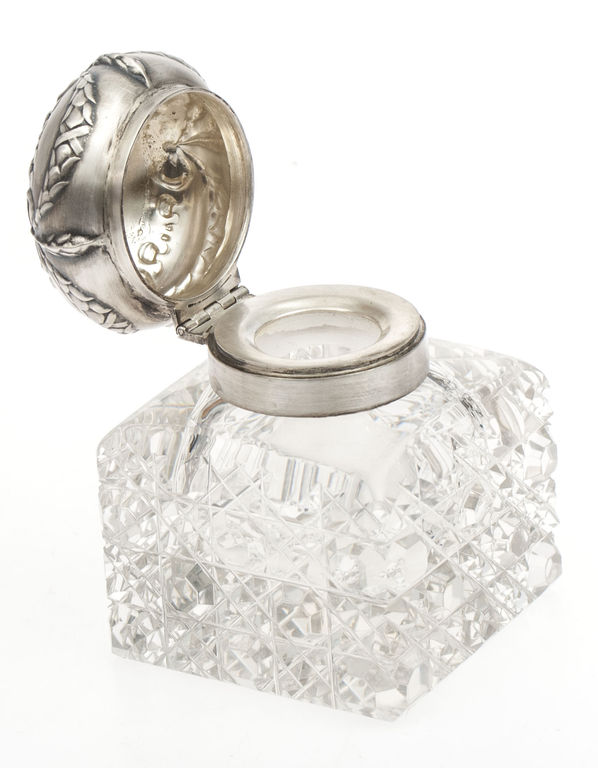 Crystal inkstand with silver finish