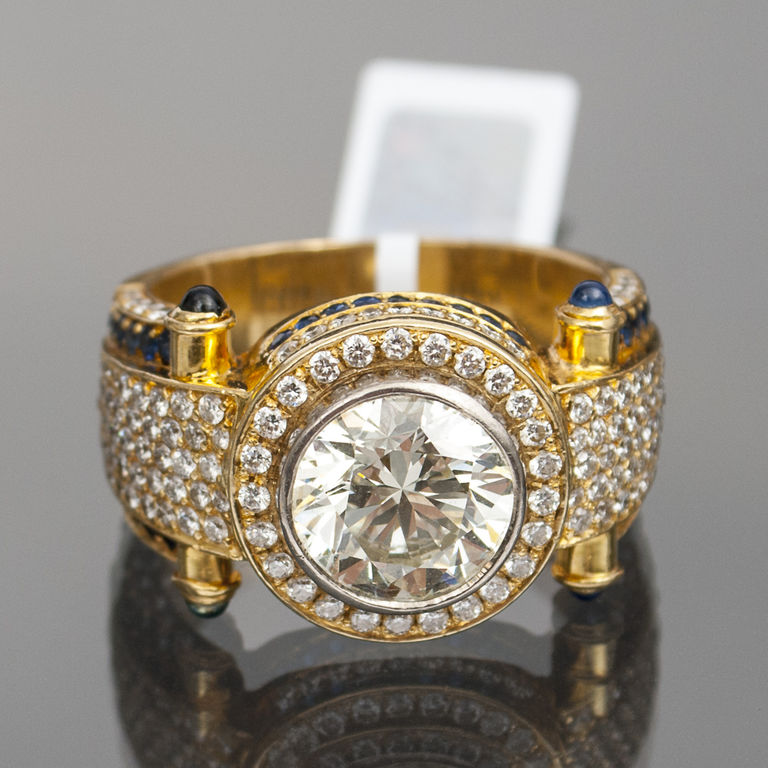 Кольцо из желтого и белого золота с бриллиантами 