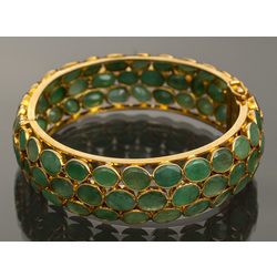 Gold plated silver bracelet with emeralds