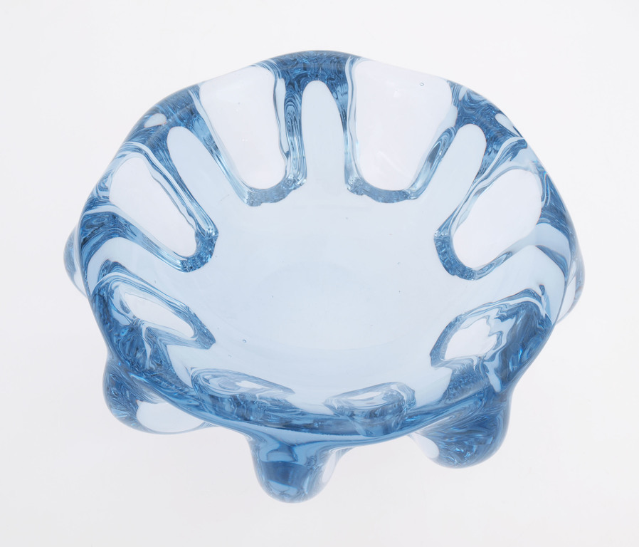 Vase and sweet utensil from blue glass