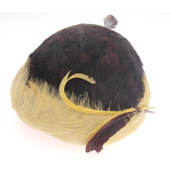 Hat with bird feathers