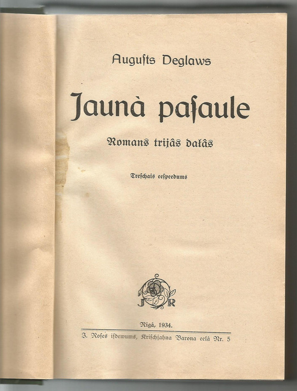 Novel by August Deglav, 