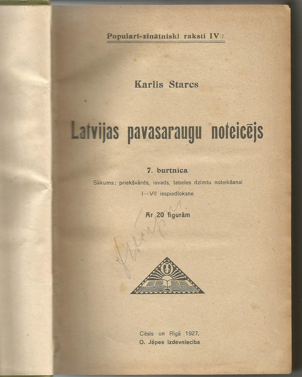 Kārlis Starcs, Latvian Spring Plant indicator, 7th workbook
