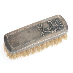 Clothing brush with silver finish