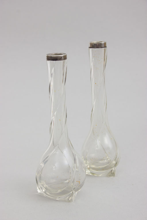 Art Nouveau glass vases with silver finish (2 pcs.)