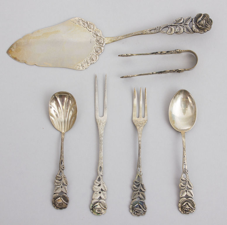 Silver dessert set for six people