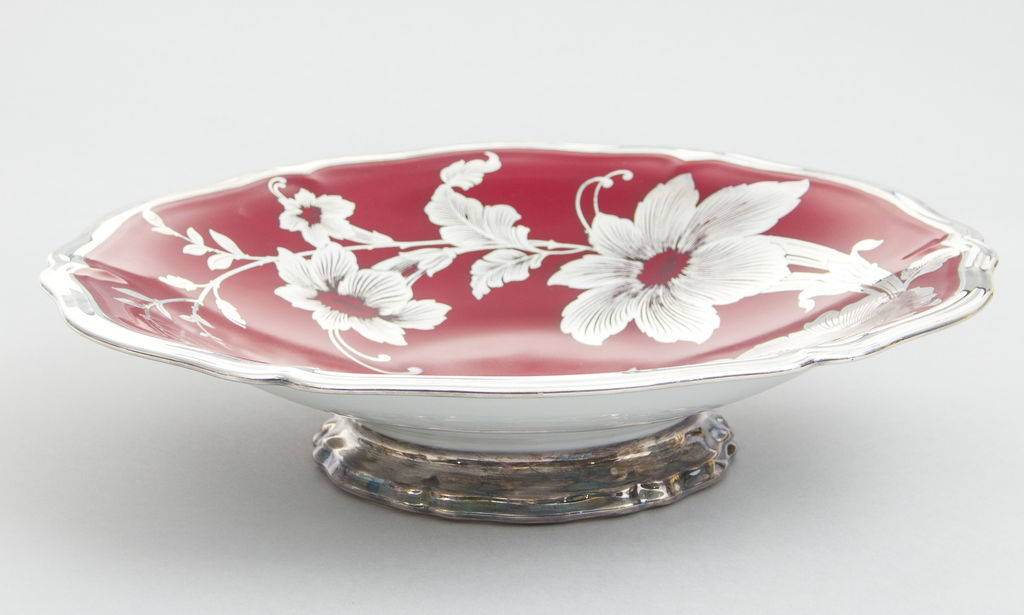 Porcelain Fruit Tray/bowl with silver finish