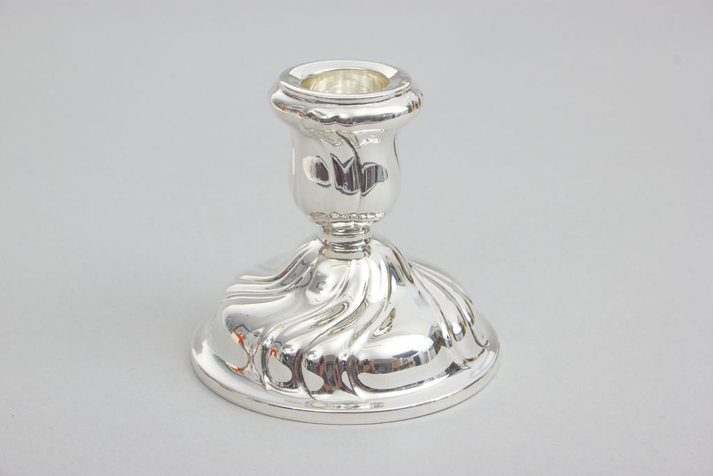 Baroque style silver candle holder