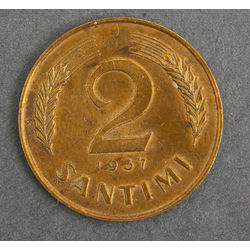 2 santims coin, 1937