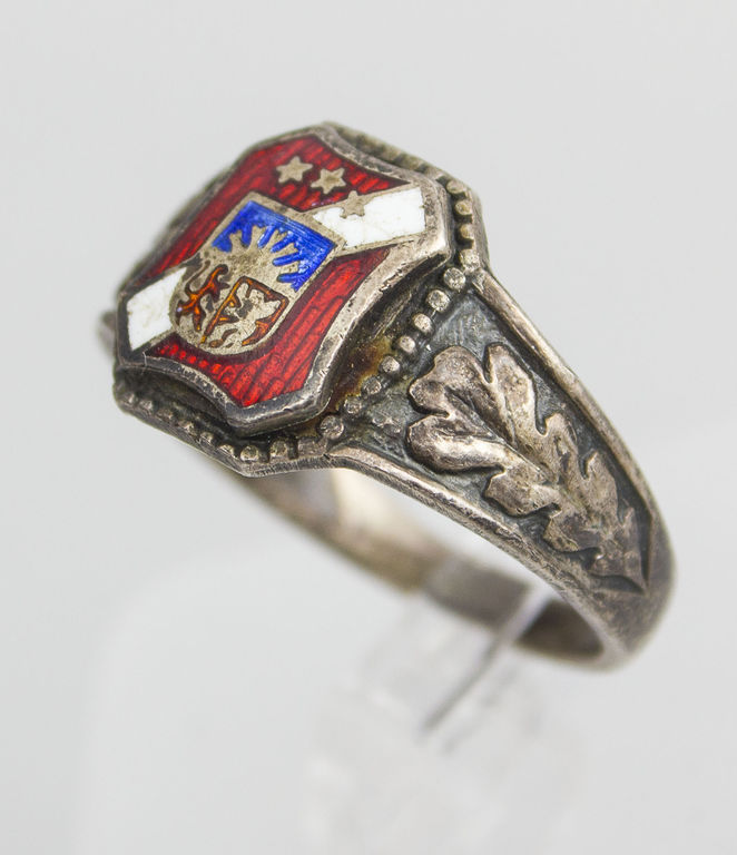 Silver ring with Latvian crest