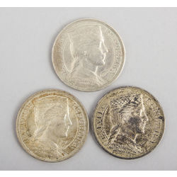Sudraba piecu latu monētas (3 gab.)