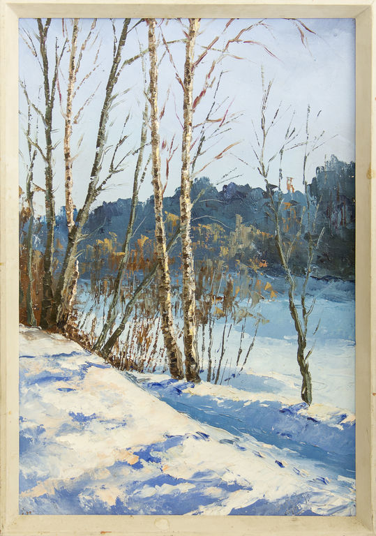 Winter landscape with birches