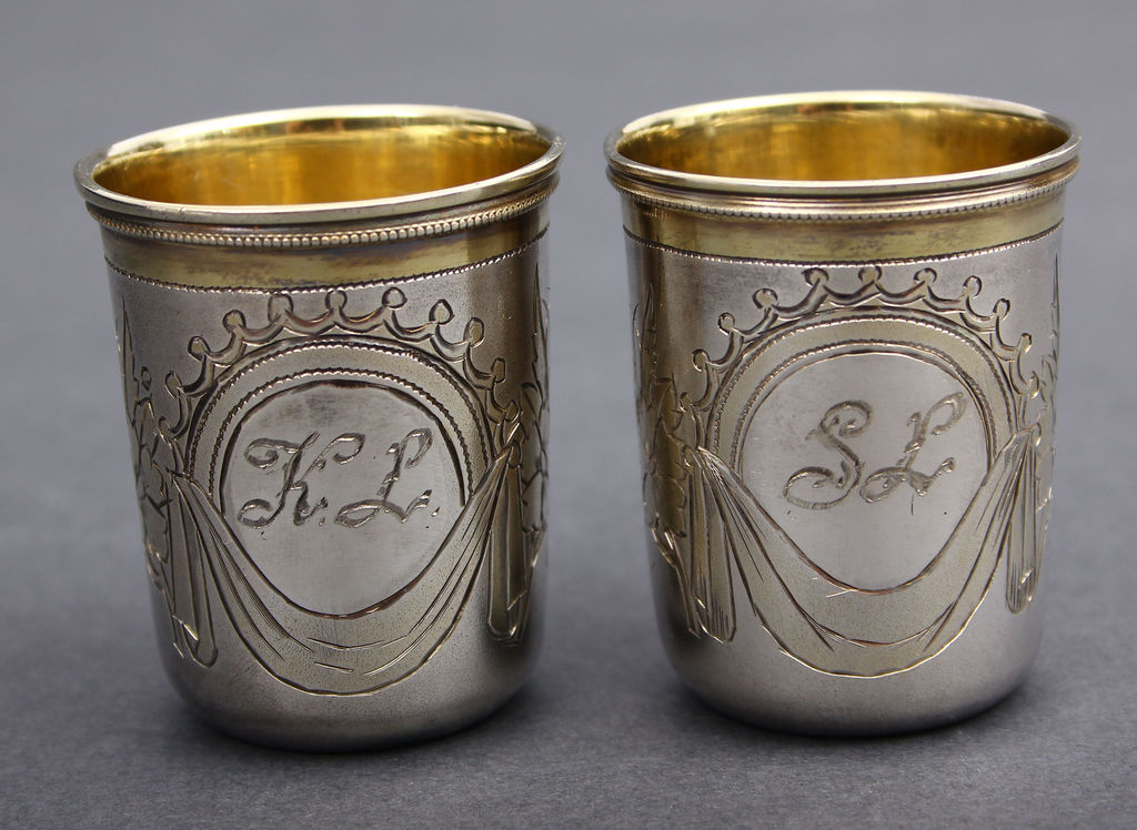 Two silver glasses