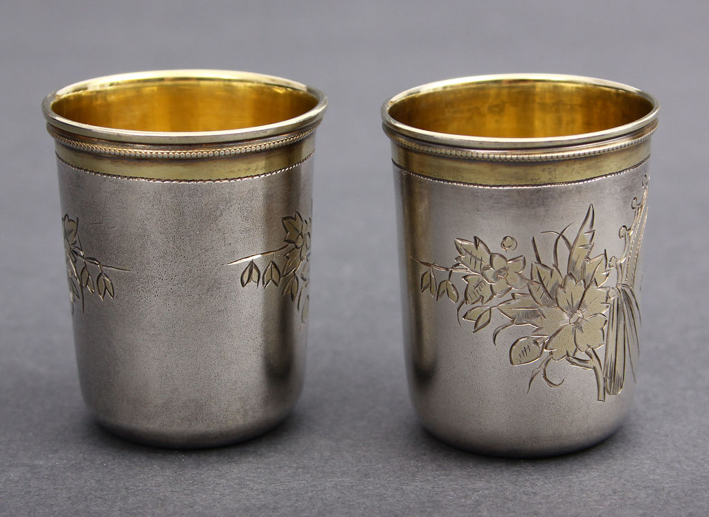 Two silver glasses