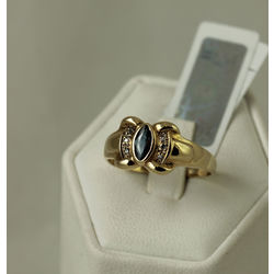 Goldr ring with 6 brilliants and sapphire