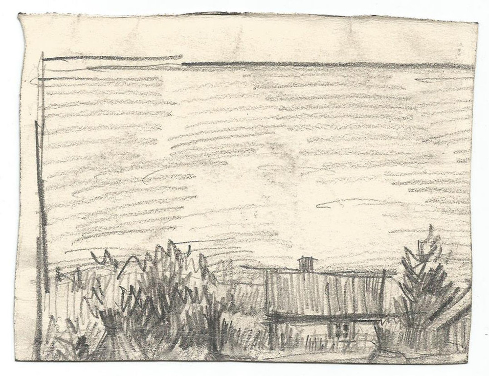 Girl / Farmstead (Two sided drawing)