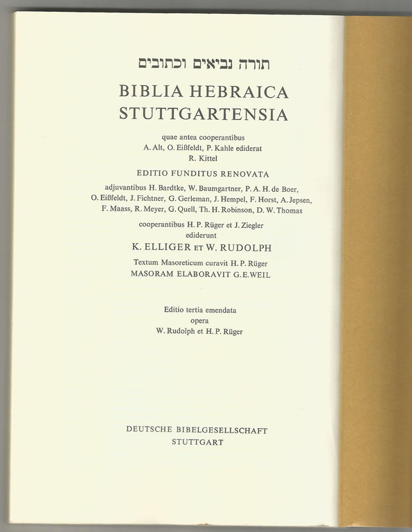 Biblia Hebraica. Jeremia/Liber Samuelis/Liber Psalmorum/ (5 gab.)