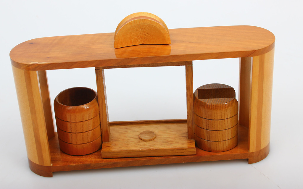 Деревянный/фарфоровый набор для курения - 6 тарелки, подставка