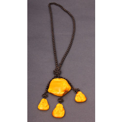 100% Natural Baltic amber pendant with metal