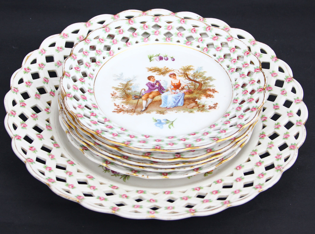Porcelain plate's set - 5 small, 1 big