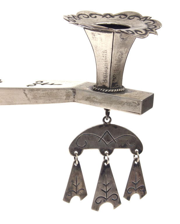 Silver candlestick  with national signs