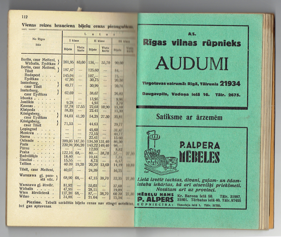 List of summer trains, buses, trams and ship lines of 1939th