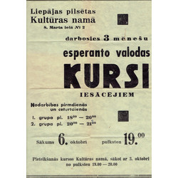 Reklāma - Esperanto valodas kursi iesācējiem