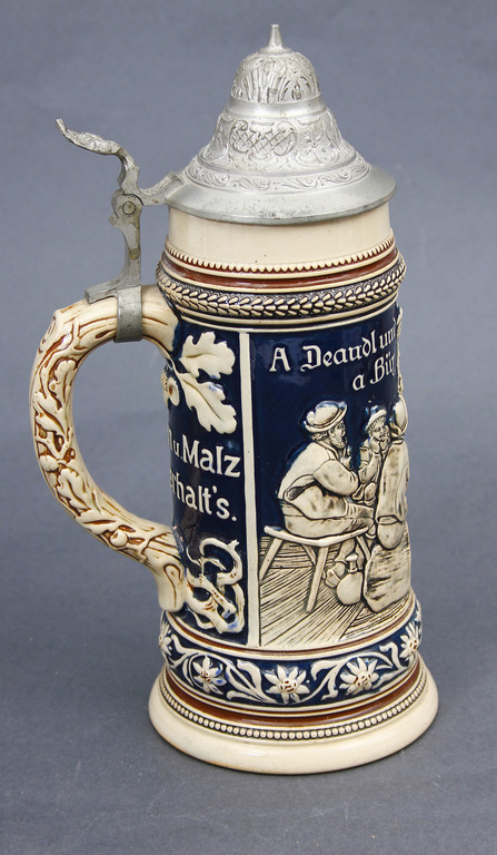 Porcelain beer cup with metal finish 