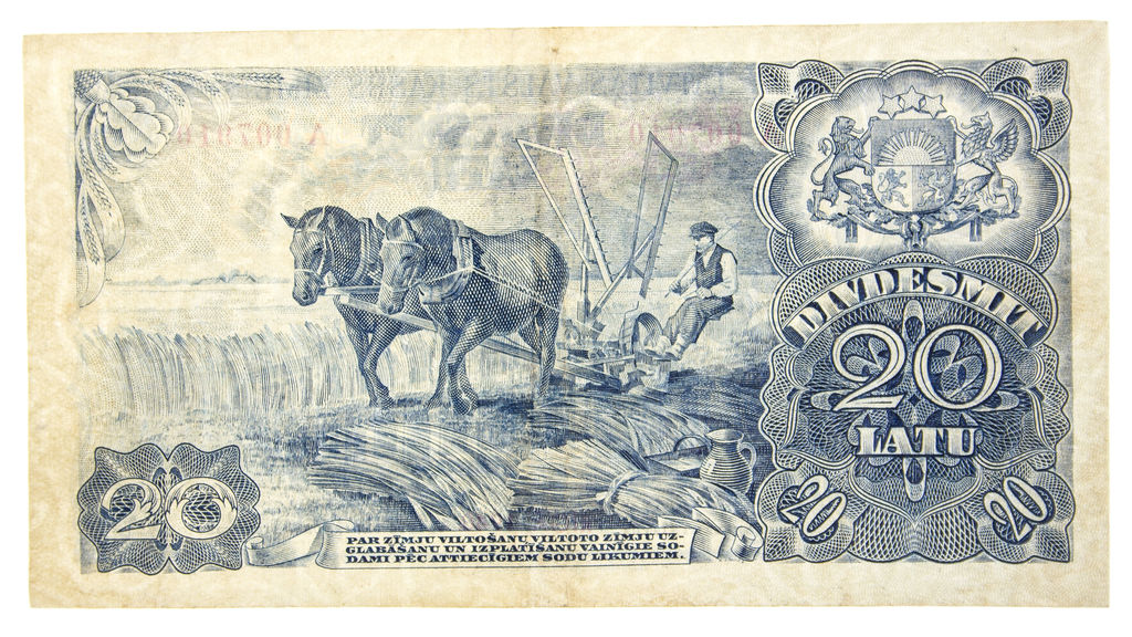 Банкнота номиналом 20 лат, 1940