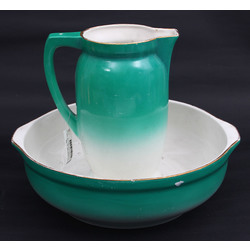 Faience set - water bowl with a pitcher