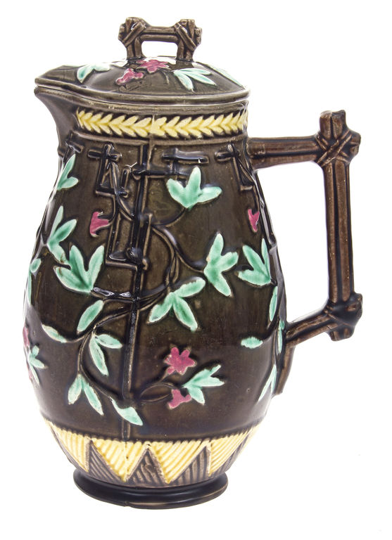 Faience pitcher with lid